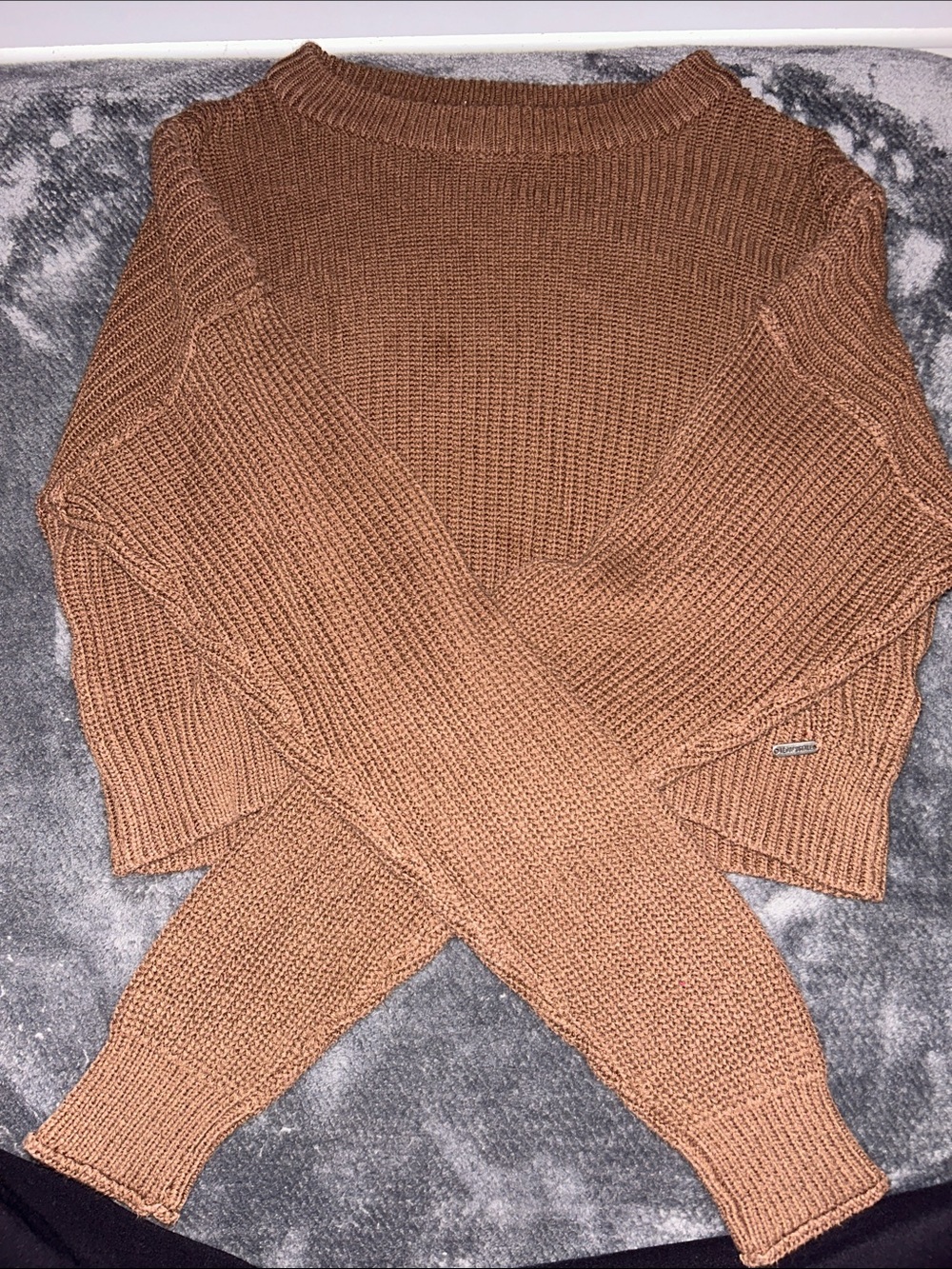 Aeropostale Women's Cropped Crewneck Sweater - Rust Brown